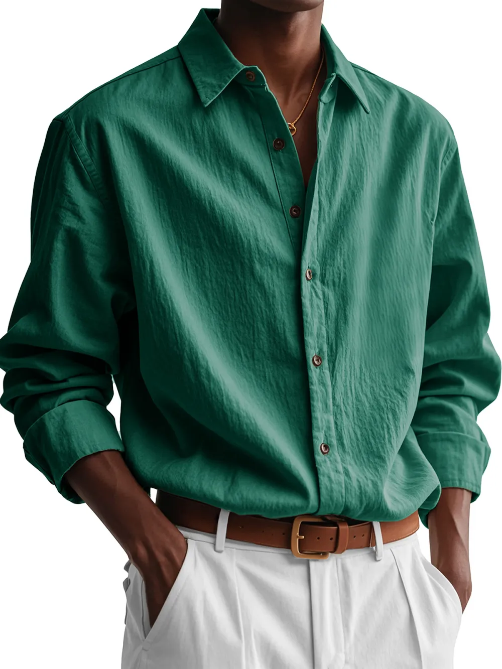 Garment Washed Pleated Front Shirt