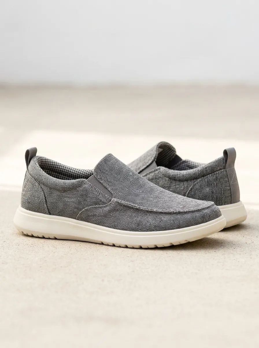 Outdoor-Inspired Textured Graphic Finish Men's Stretch Canvas Shoes