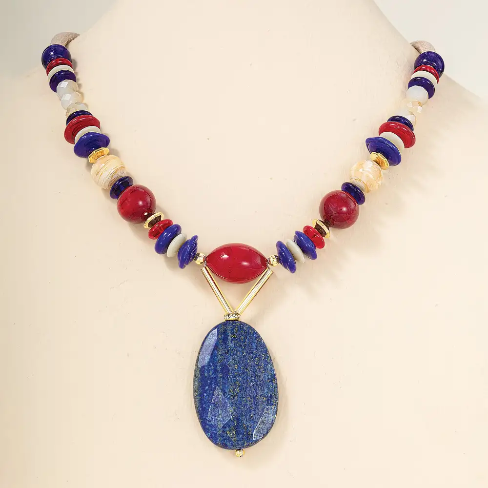 Glass Beaded Heart Pendant Necklace
