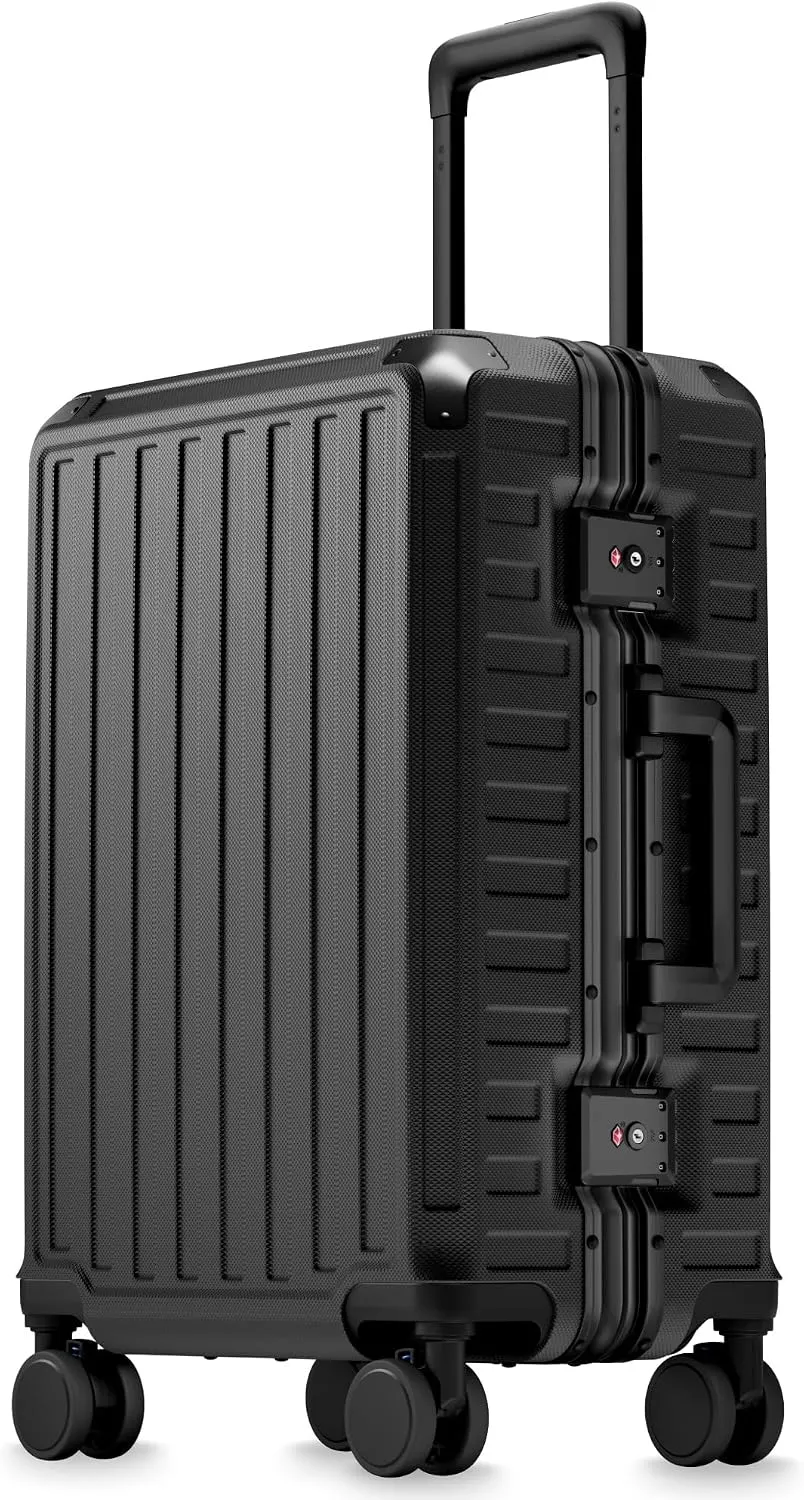 LUGGEX 28 Inch Zipperless Checked Luggage, Charcoal Metallic