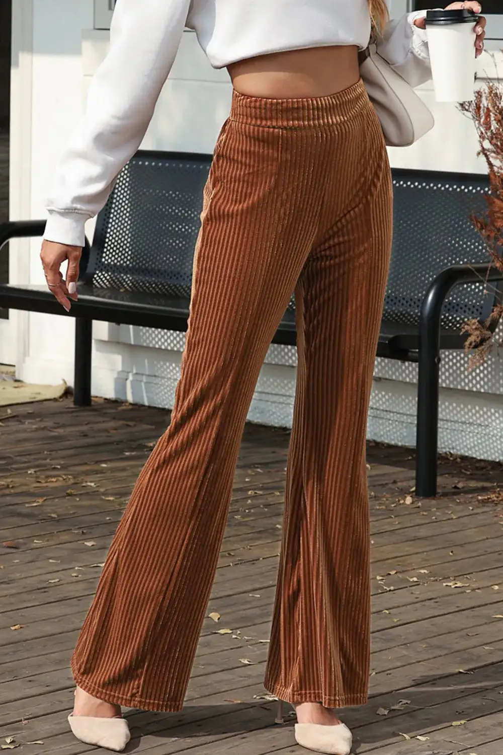 Flare High Waist Corduroy Versatile Pants
