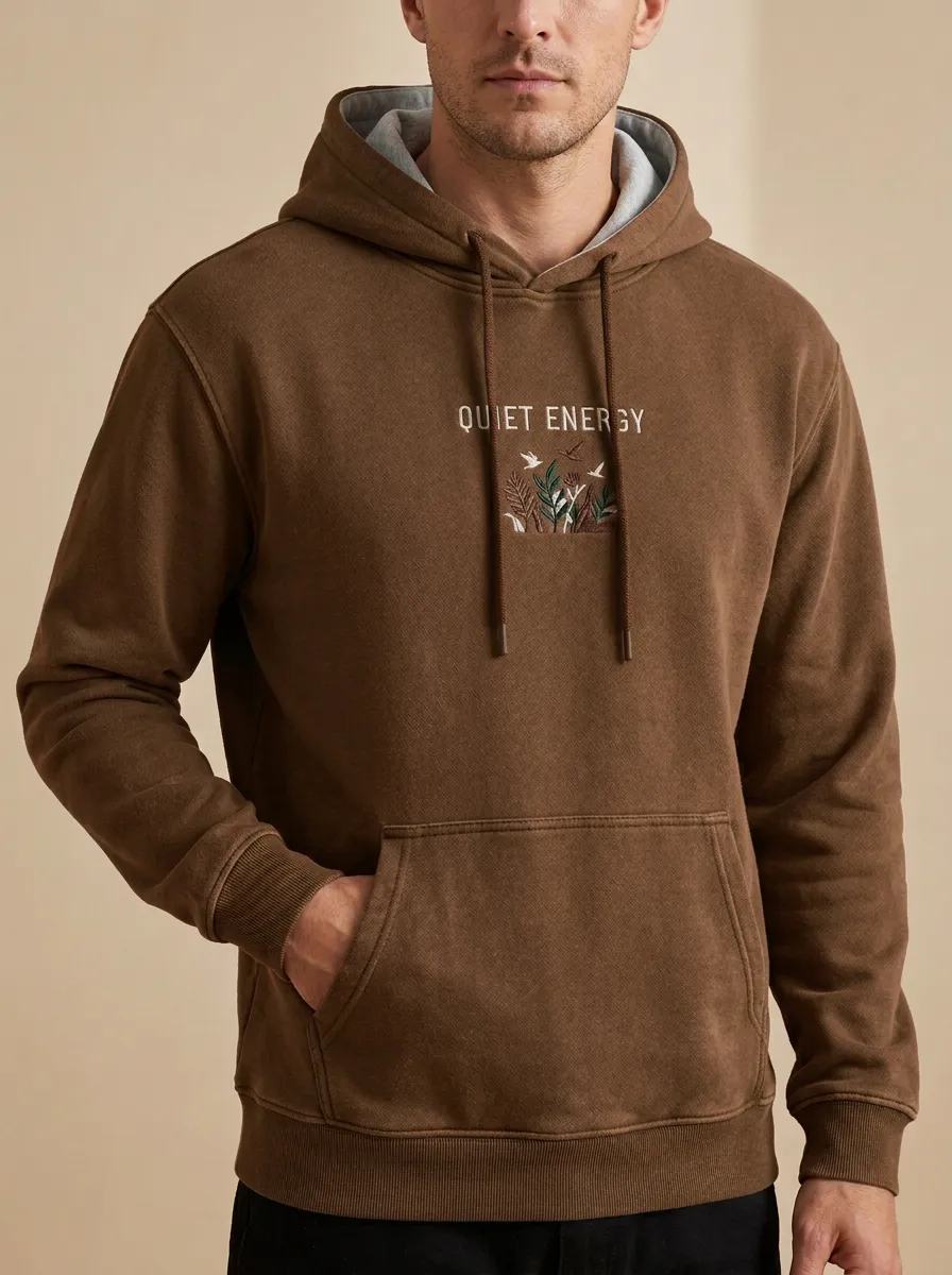 Men's Quiet Energy Botanical Bird Print Hoodie