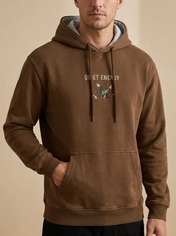 Men's Quiet Energy Botanical Bird Print Hoodie