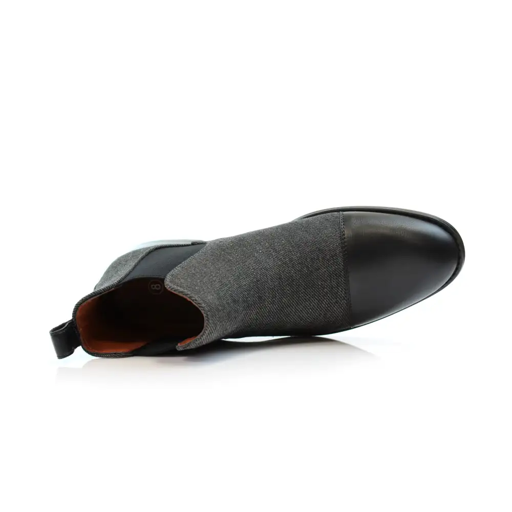 Faux-Leather Two-Tone Slip-On Chelsea Boots