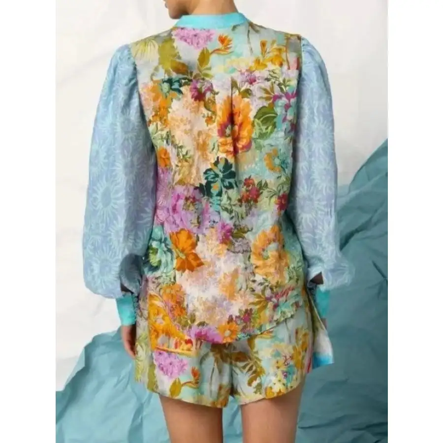 Soft Printed Button Up Shirt and Shorts Set