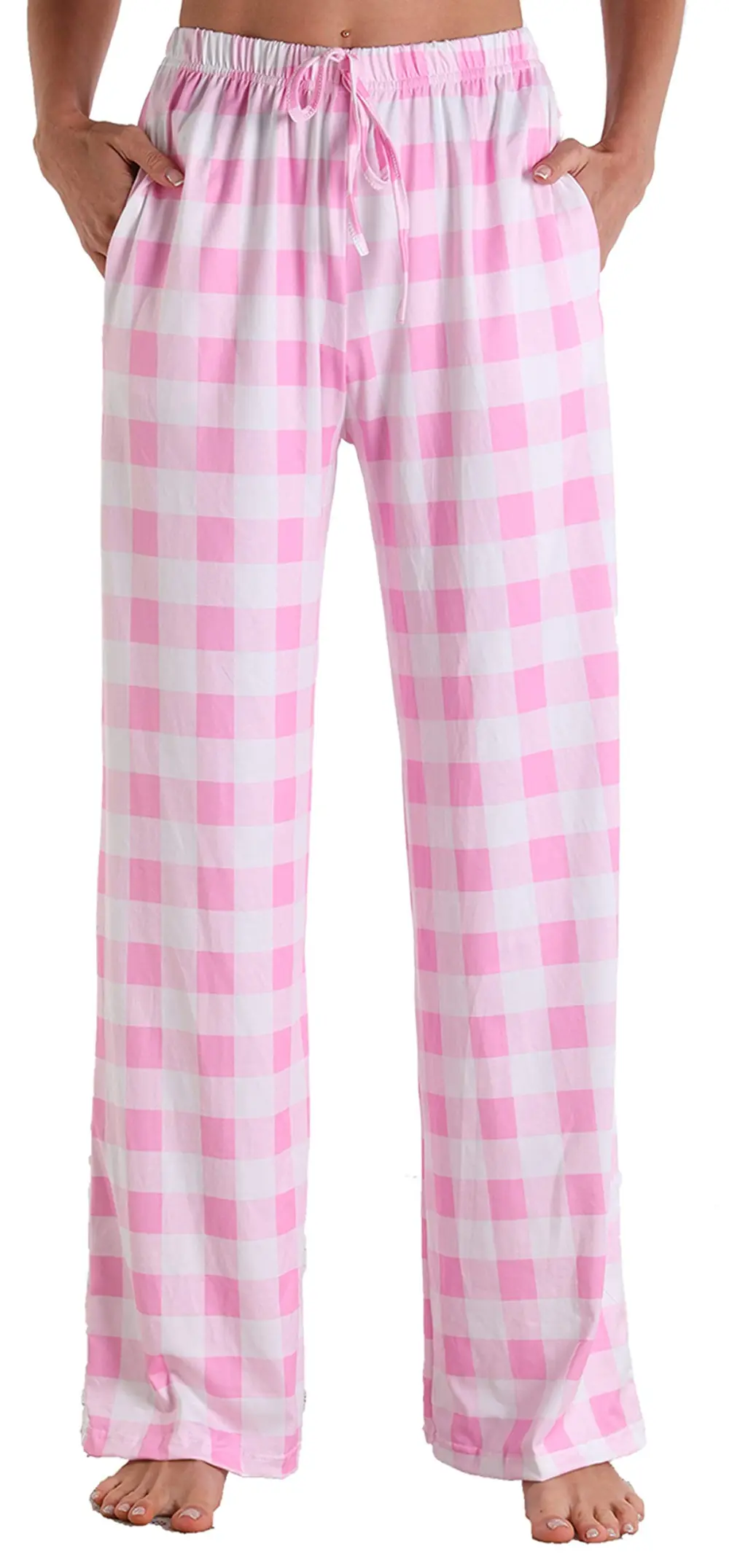 Women Comfy Casual Plaid Pajama Pants In Pink