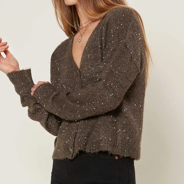 Cardigan With Mixed Sequin