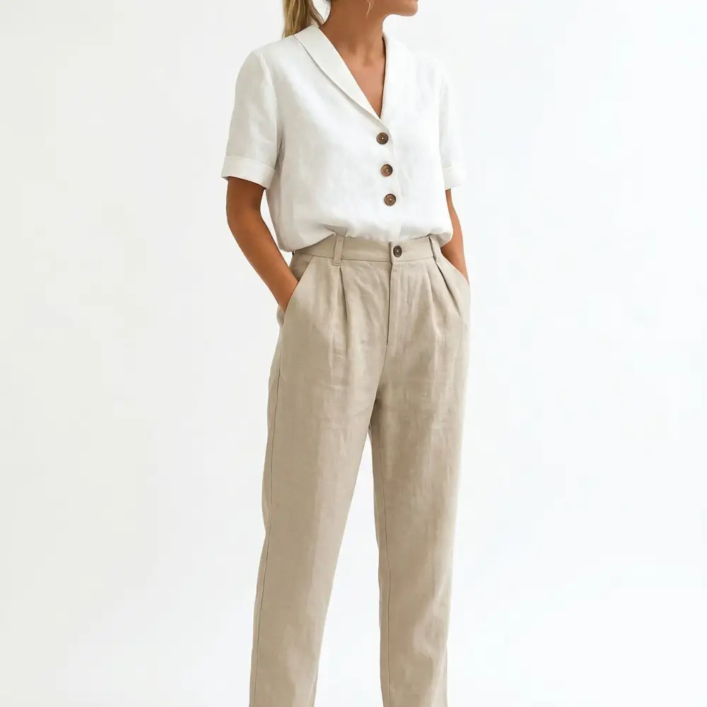  Button V Neck Blouse Shirt