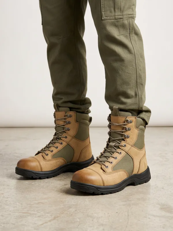 Men's Outdoor Topographic Map Work Boots