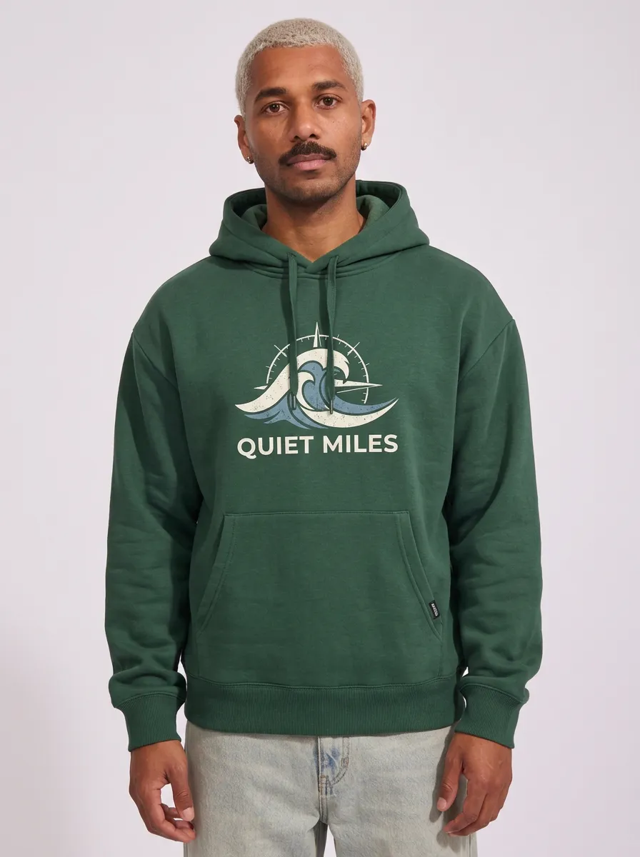 Men's Ocean Travel Lover Quiet Miles Wave Compass Printed Hoodie