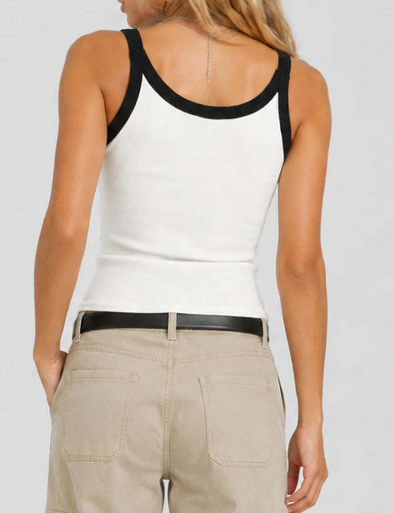 Color Block Padded V Neck Cami Top