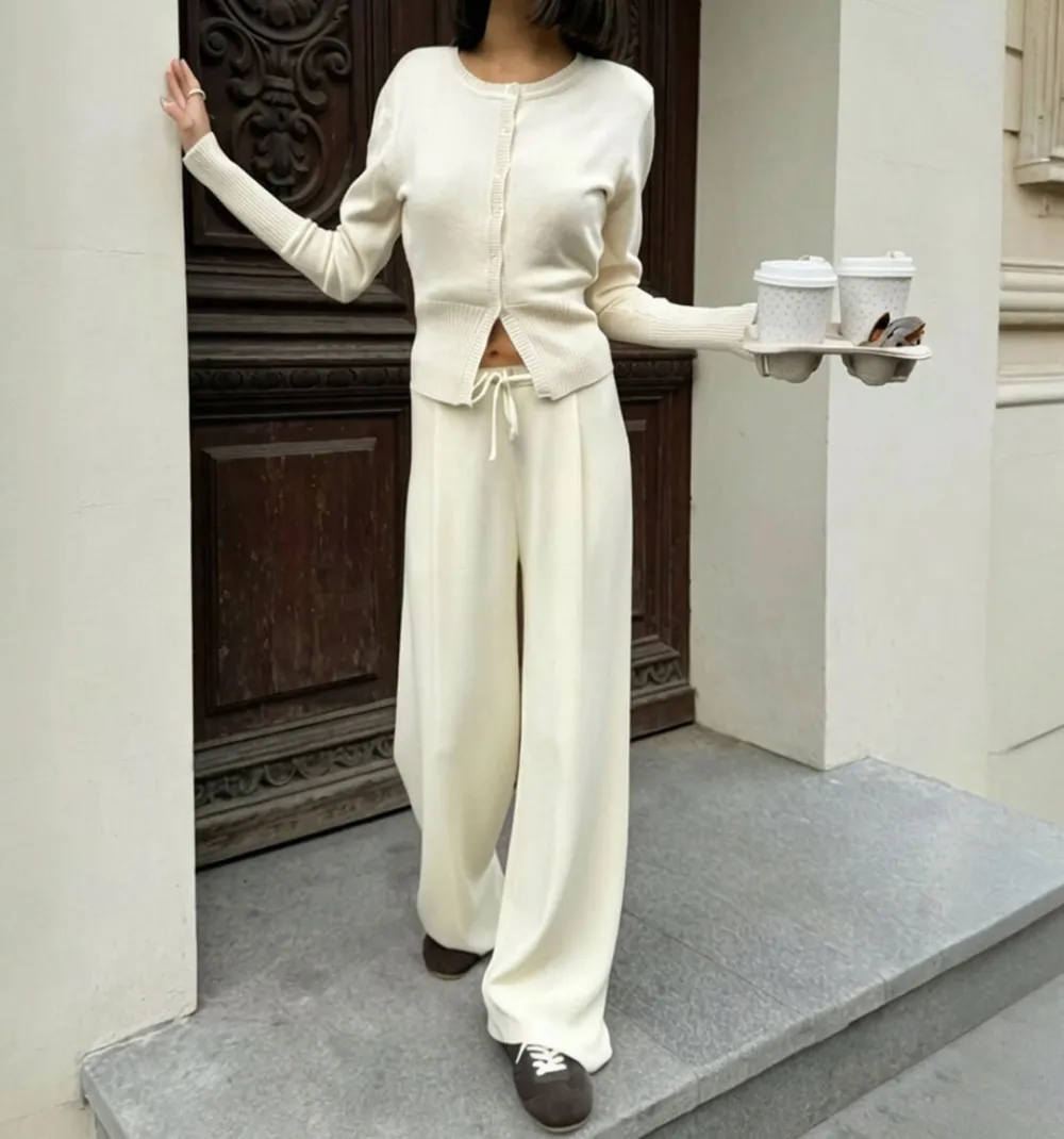 Knitted Cardigan & Trousers Set
