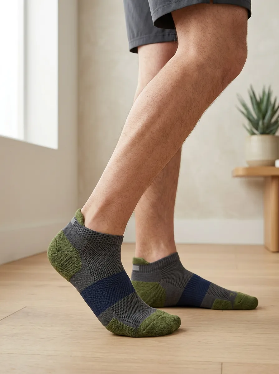 Men's Athletic Performance Colorblock Printed Ankle Socks