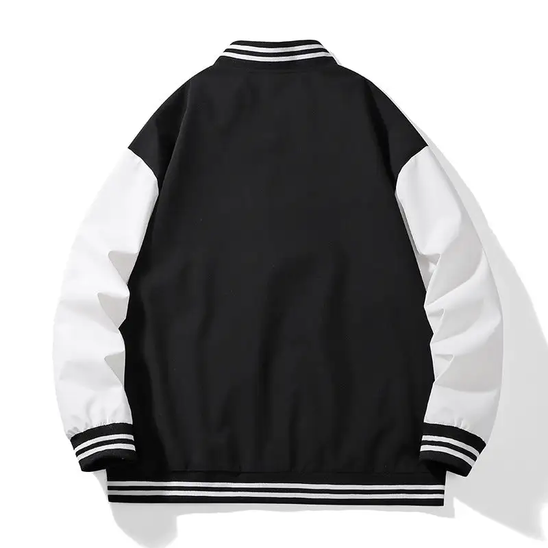 Everyday Varsity Snap Front Ribbed Trim Bomber Jacket