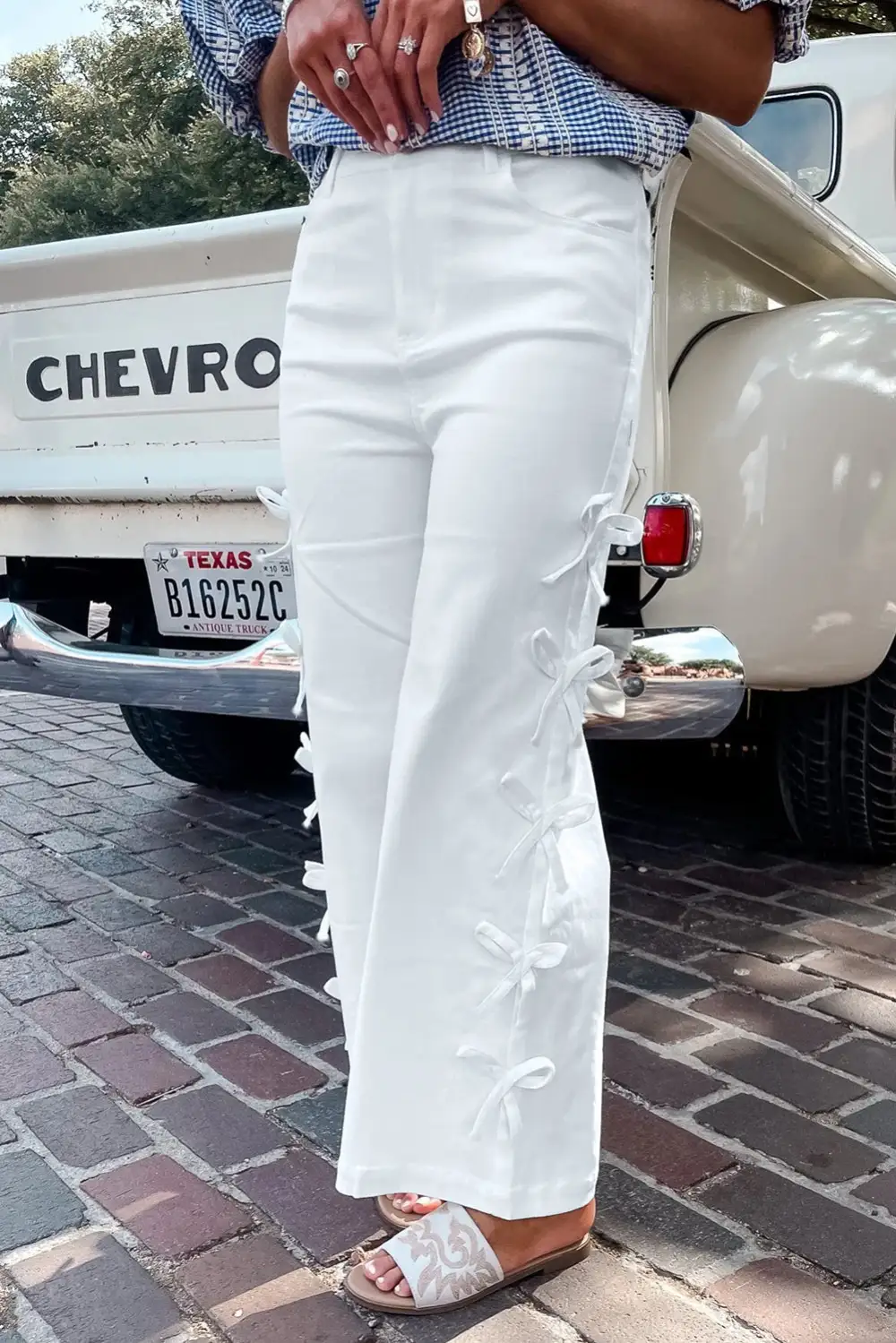 Ruched Polished Denim Jeans