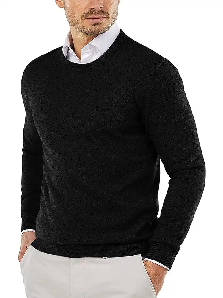 Crew Neck Slim Fit Pullover Knitted Sweater Jeans