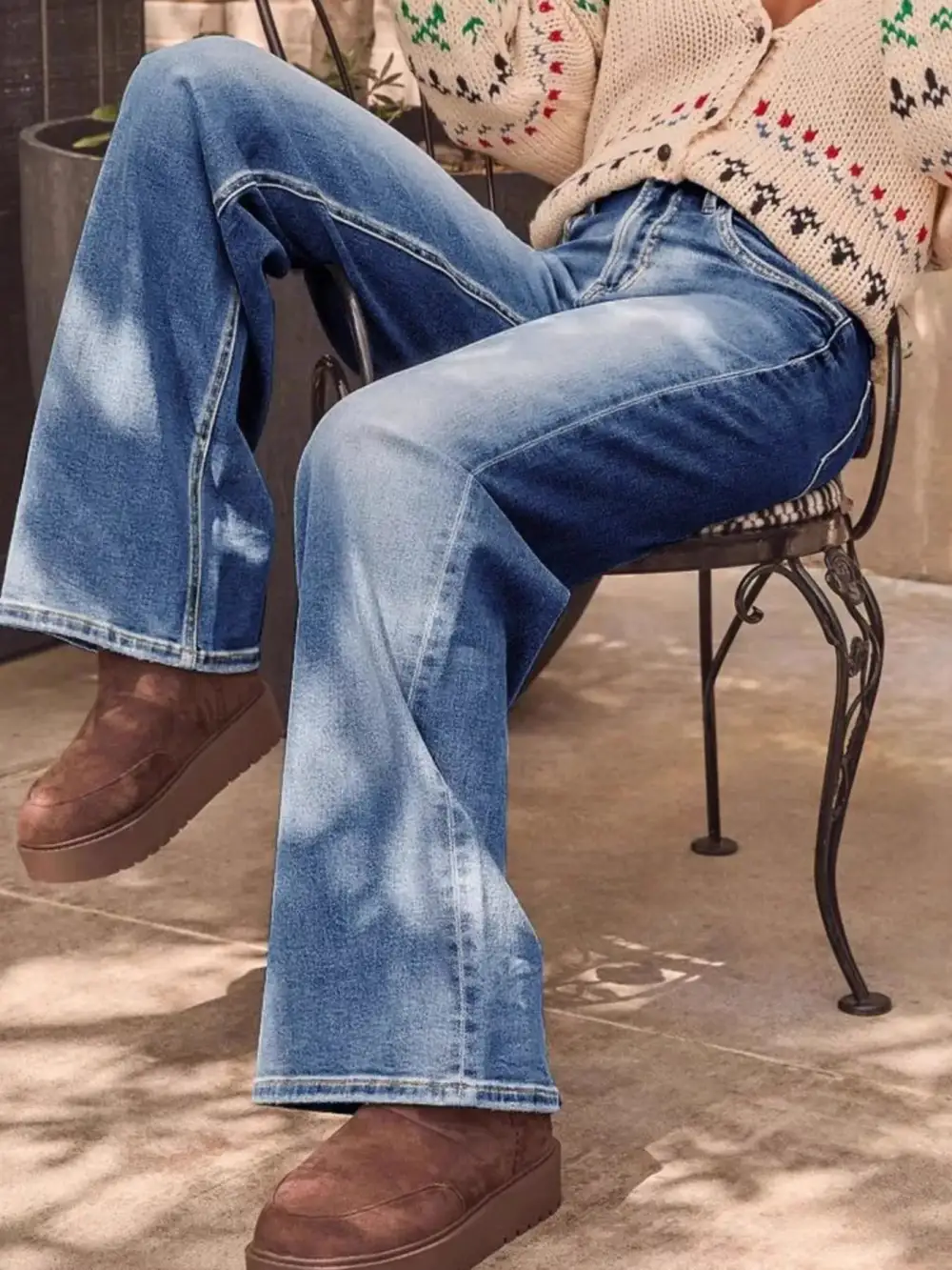 Washed Wide Leg Jeans Denim Pants For Women