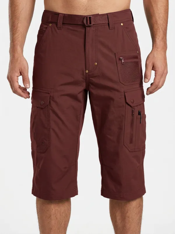 Men's Multi-Pocket Zip-Pocket Cargo Shorts