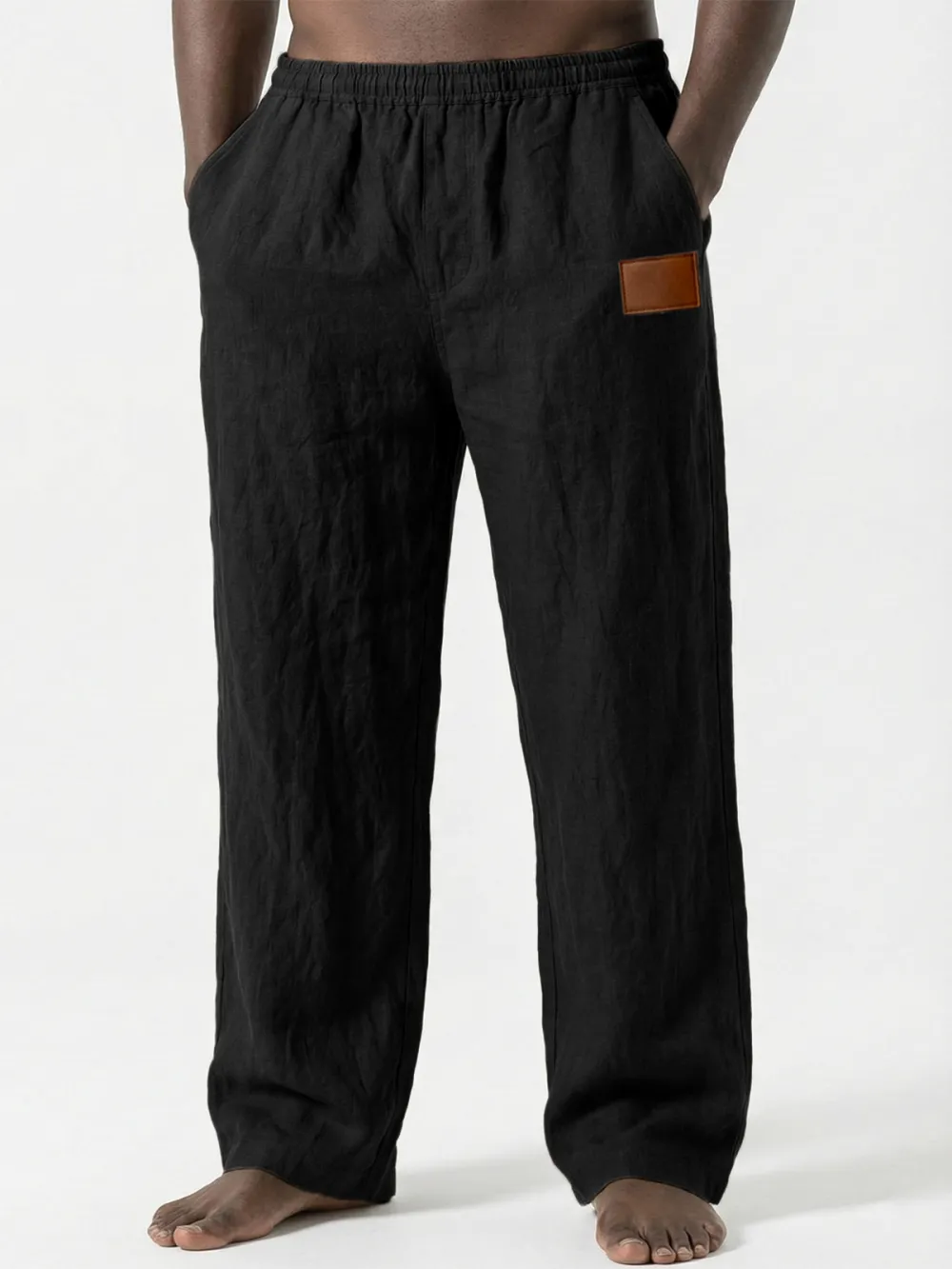 Linen Blend Seamed Detail Pants