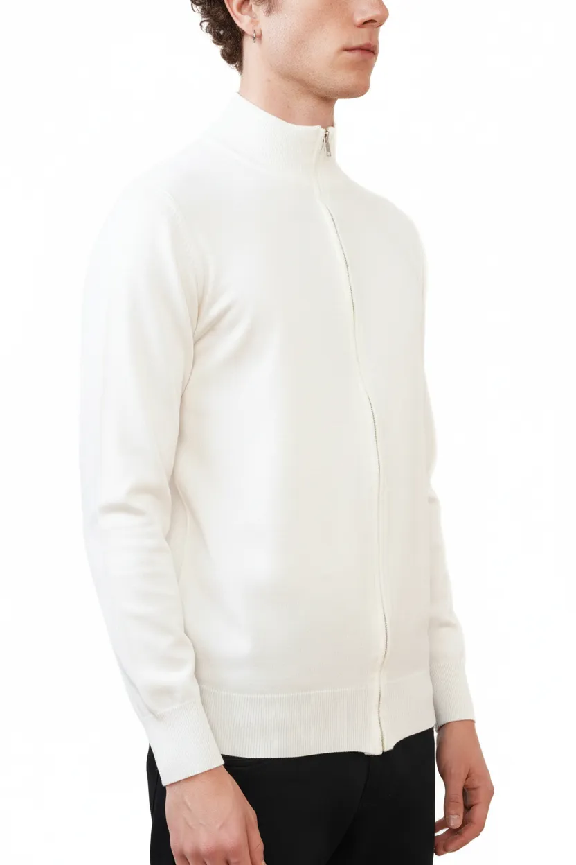 Modern Regular Fit Full Zip Viscose Knit Vest