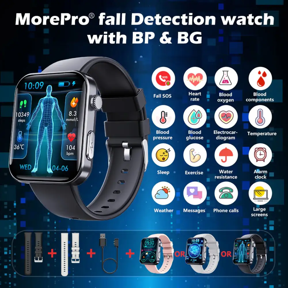 2026 New: MorePro® PulseMax – Smart Fall Detection & Health Monitor (Blood Glucose/BP)