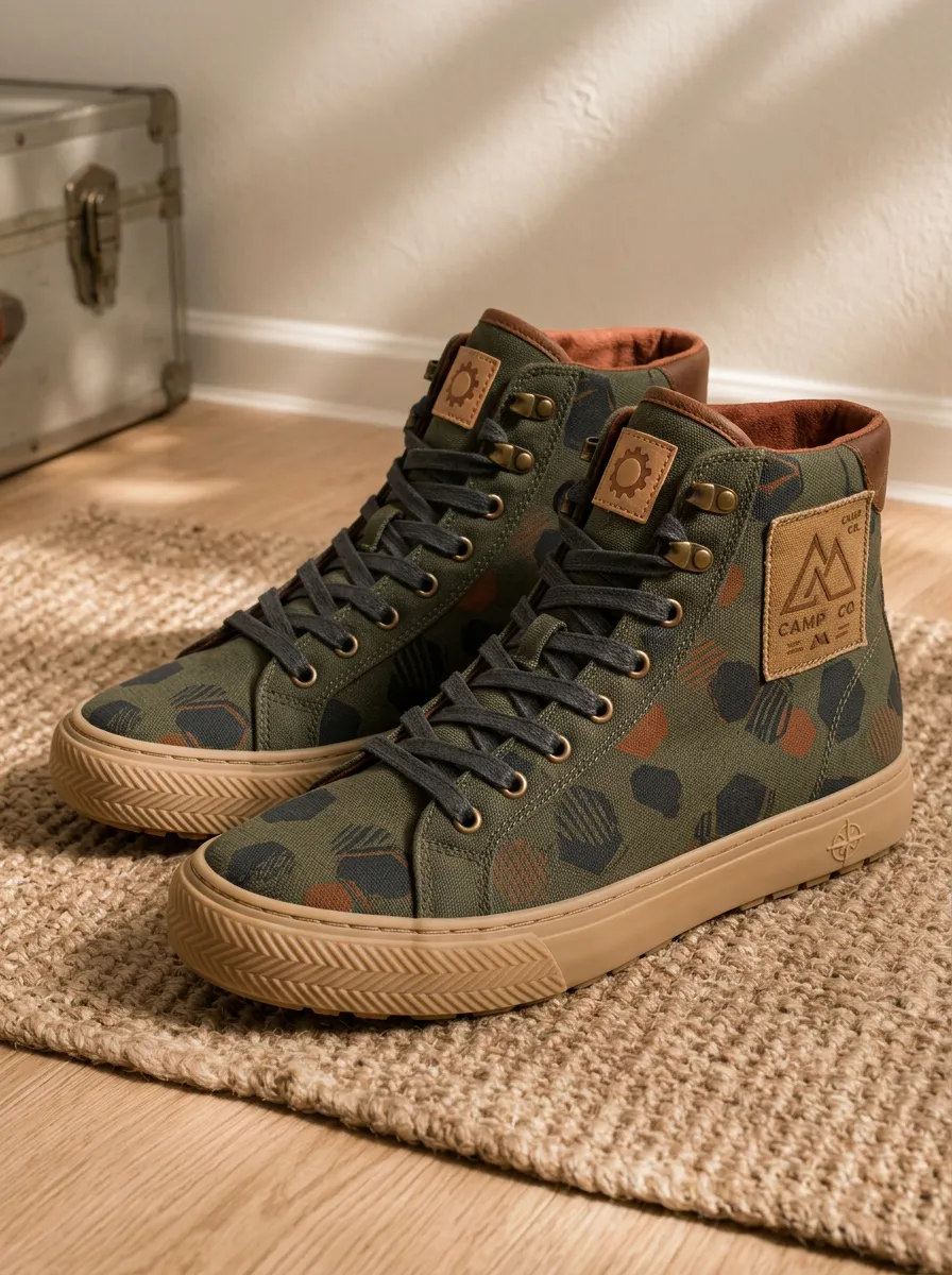Men's Outdoor Camping Geometric Printed Canvas Shoes