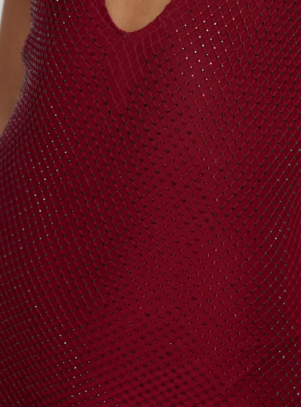 Red Gem-Detail Halter Maxi Dress