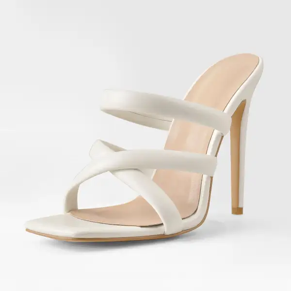 Square Toe Matte High Heel Sandals