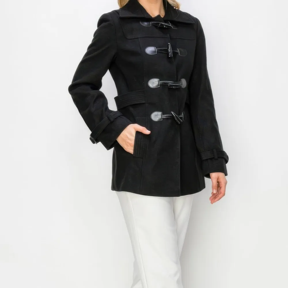 Button Front Pocket Detail Peacoat