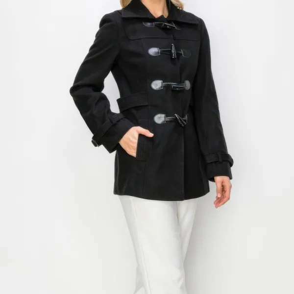 Button Front Pocket Detail Peacoat