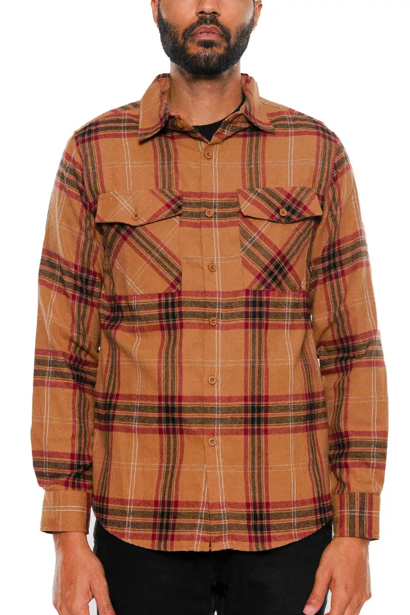 Burgundy White Brushed Flannel Shirt