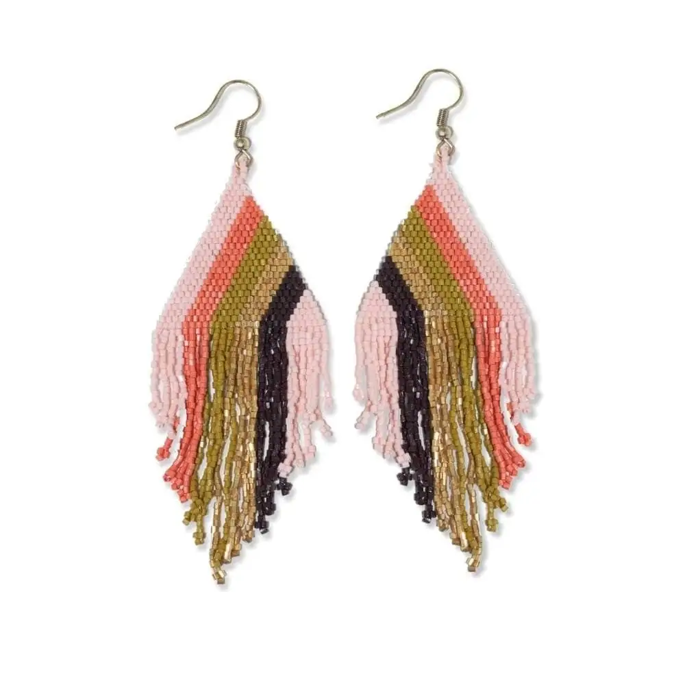 Fringe Beaded Charm Detail Earrings