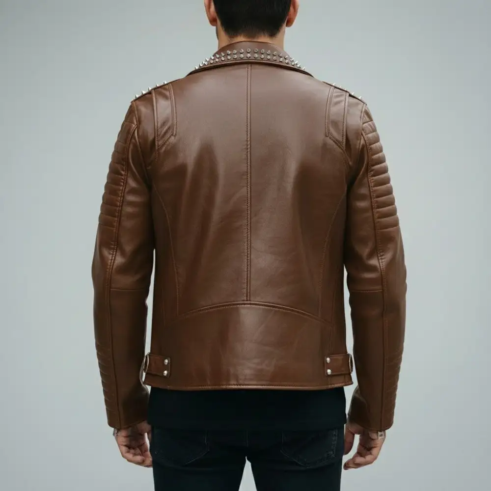 Classic Lambskin Biker Motorcycle Studded Jacket