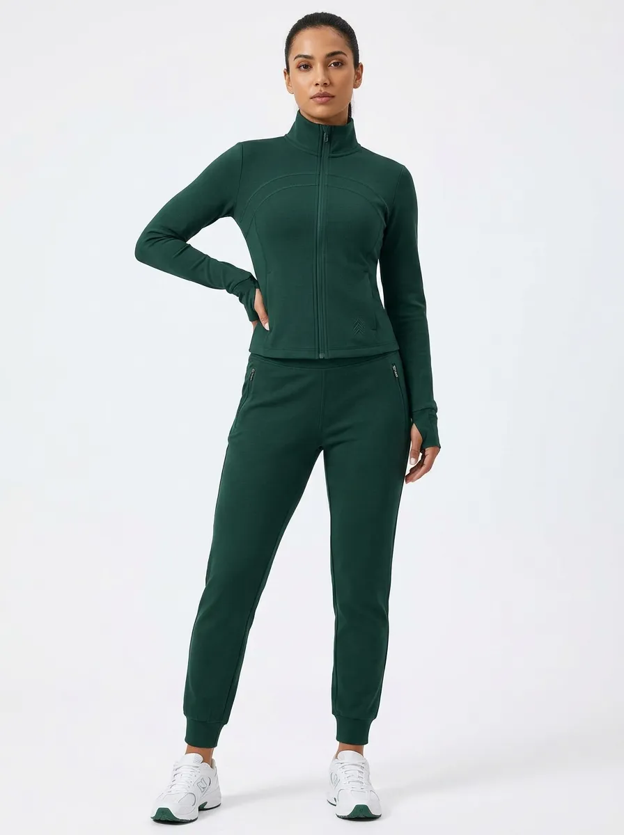 Women's Embroidered Track Jacket & Joggers Set