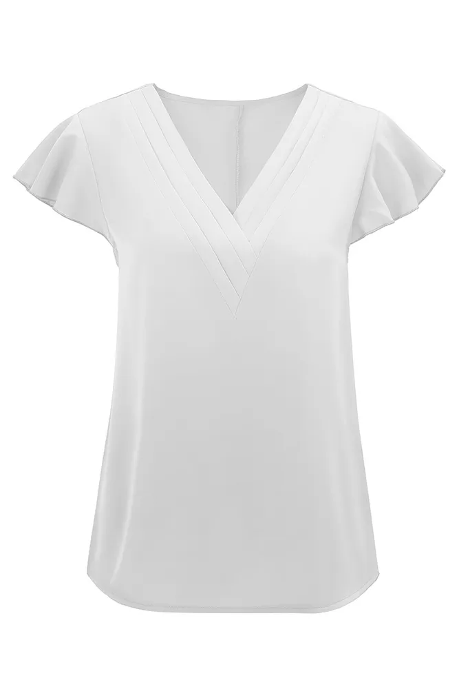 V Neck Ruffles Blouse
