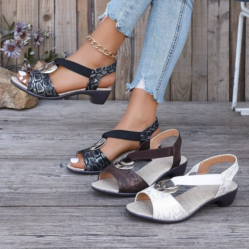 Peep Toe Wedge Slide Sandals