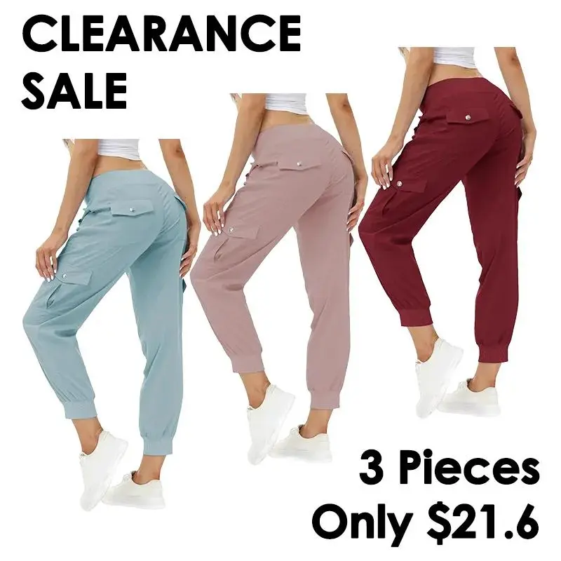 Women's Lightweight Hiking Cargo Pant Elastic Waist 6 Pockets Quick Dry Jogger
