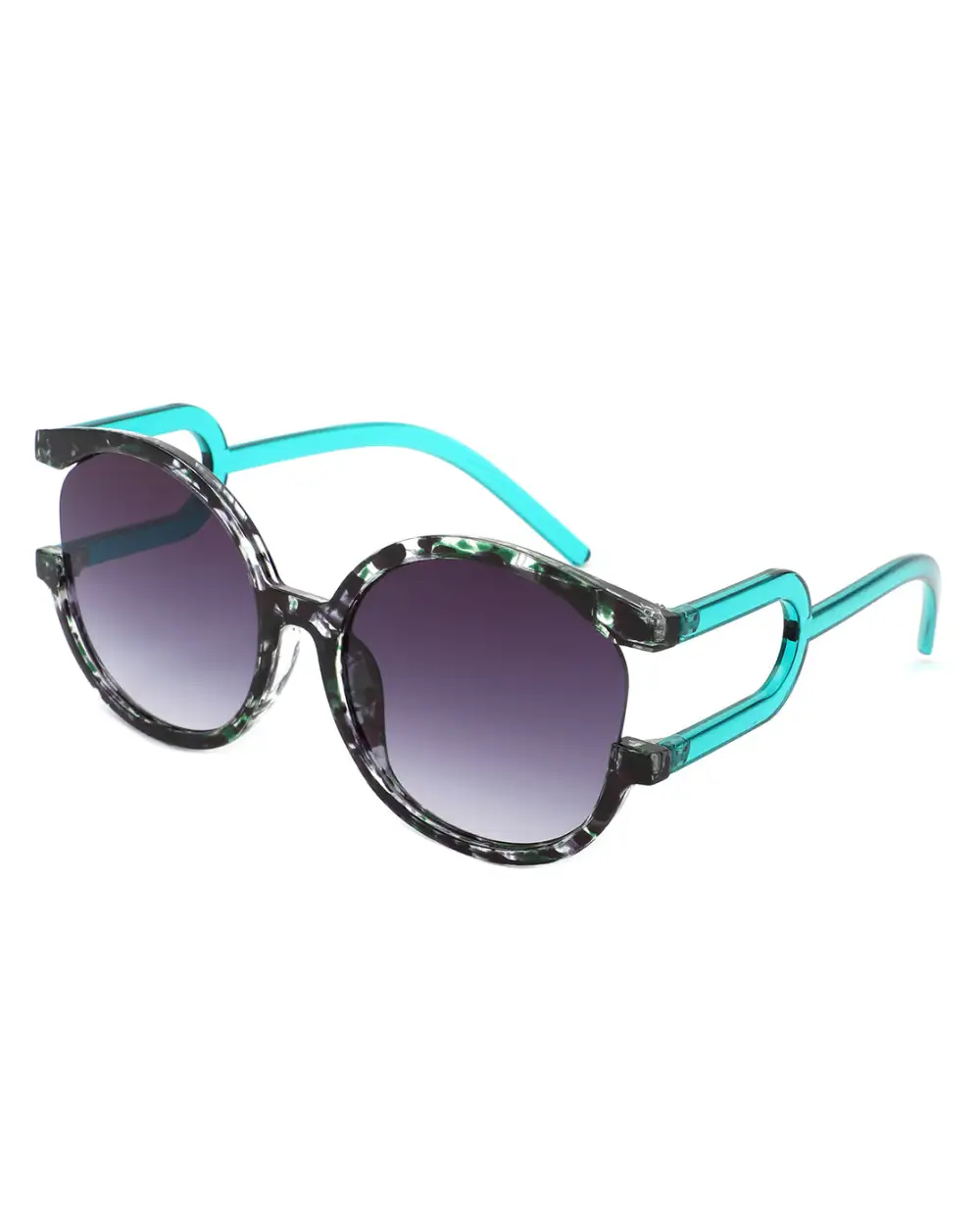 Textured Round Frame Sunglasses