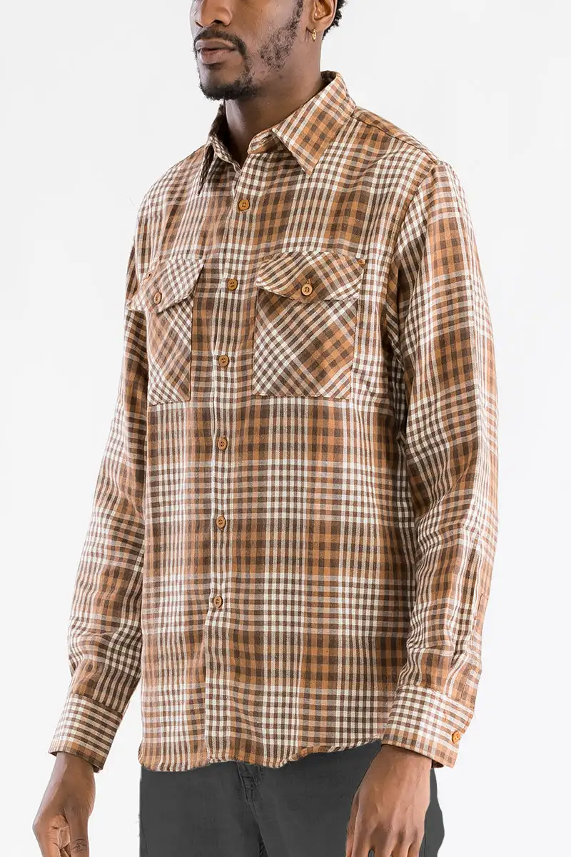Burgundy White Brushed Flannel Shirt