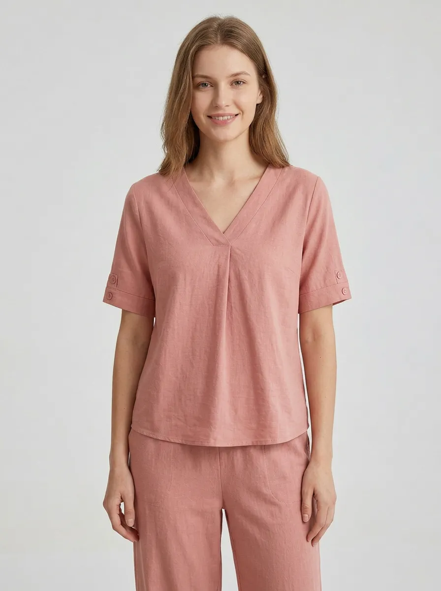 Minimalist Women's V-Neck Casual Lounge Set