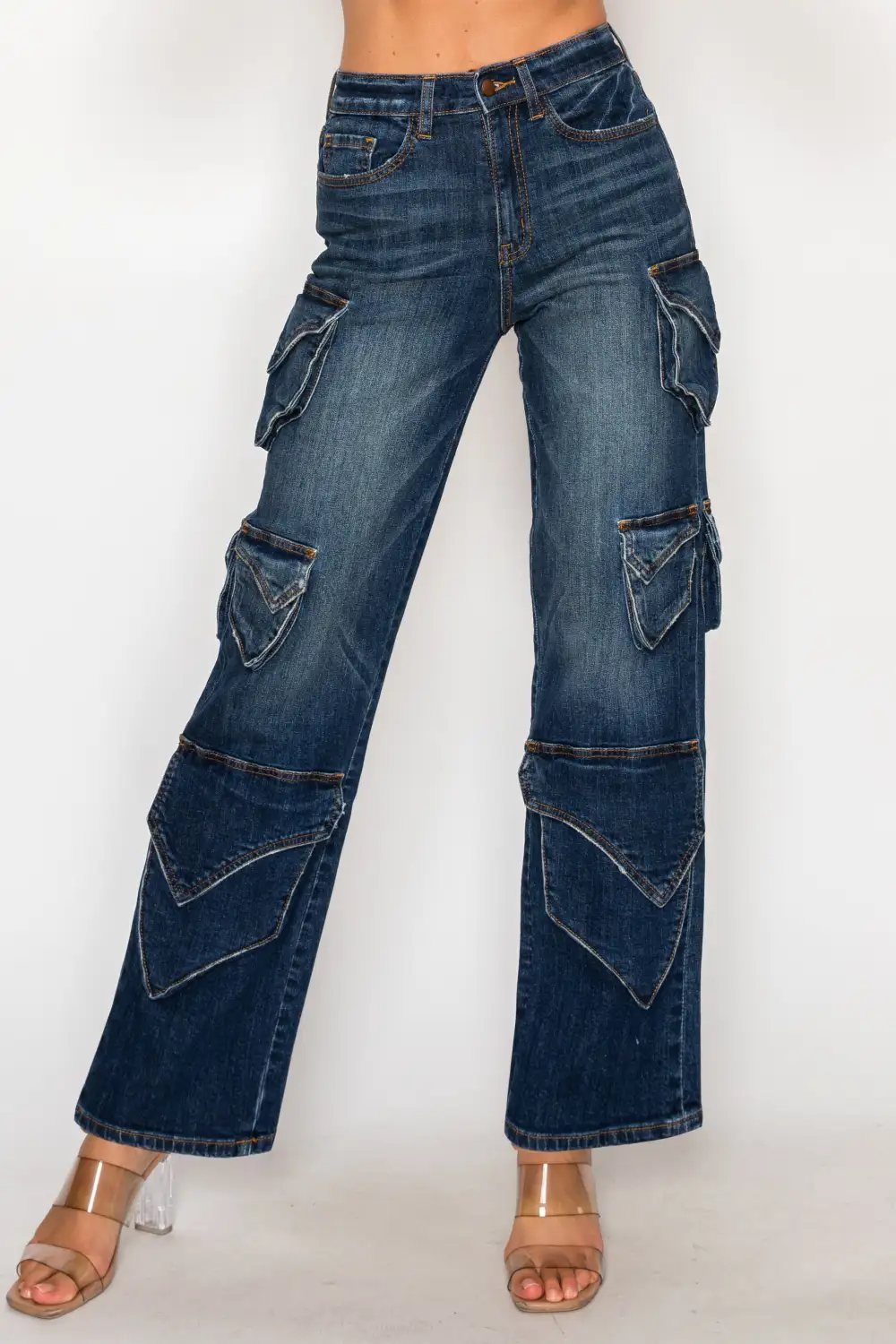 High-Rise Wide-Leg Utility Cargo Pants