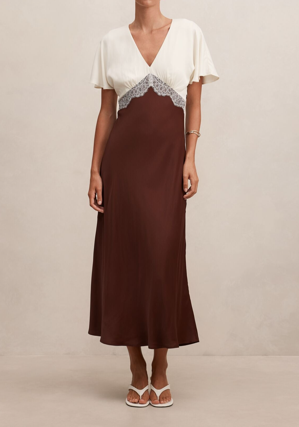 aurelia flutter sleeve lace & satin dress Astr The Label Aurelia Flutter Sleeve Lace & Satin Dress In Wine - 63% Off
