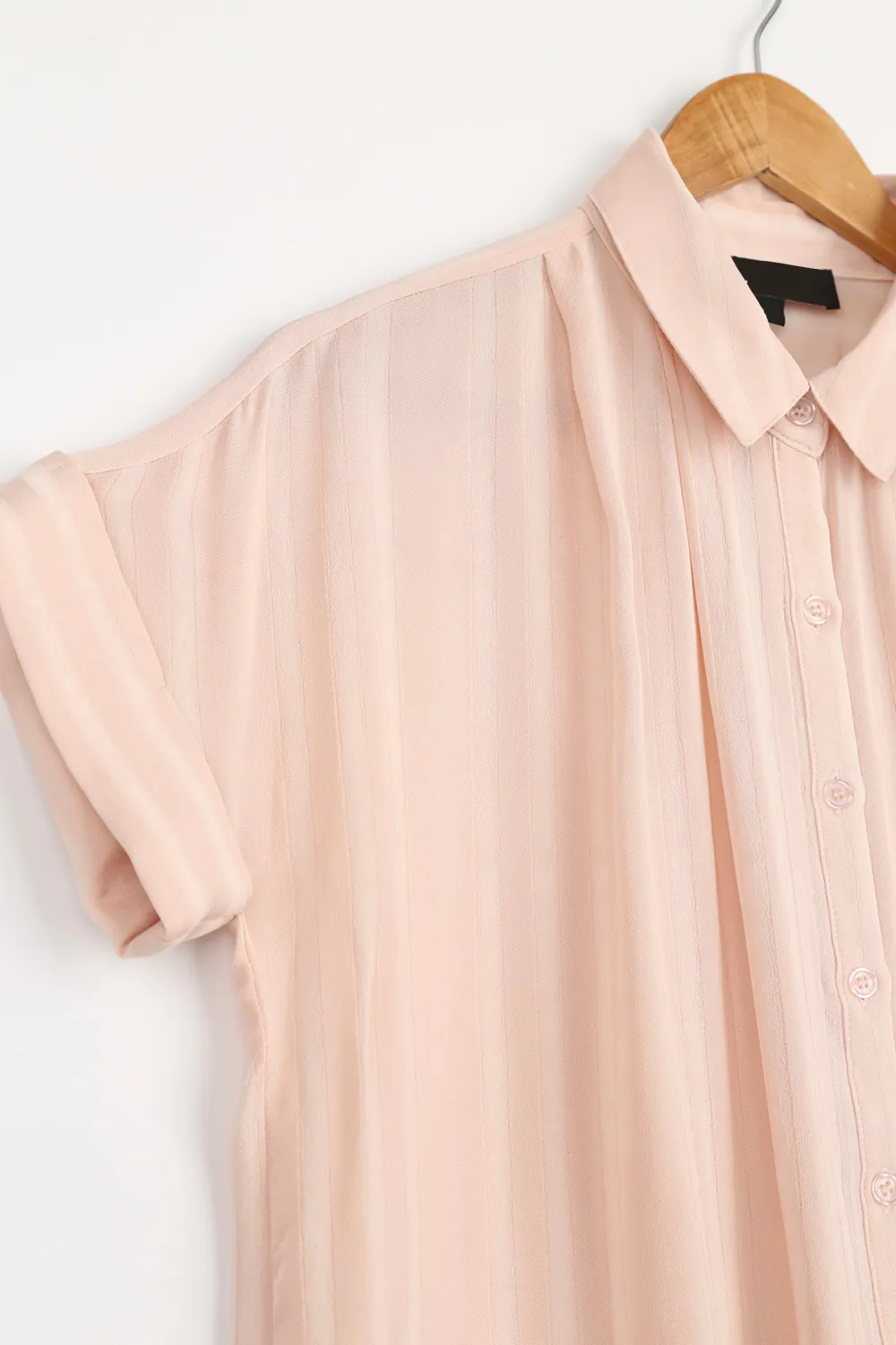 Casual Style Light Pink Striped Button-Up Top