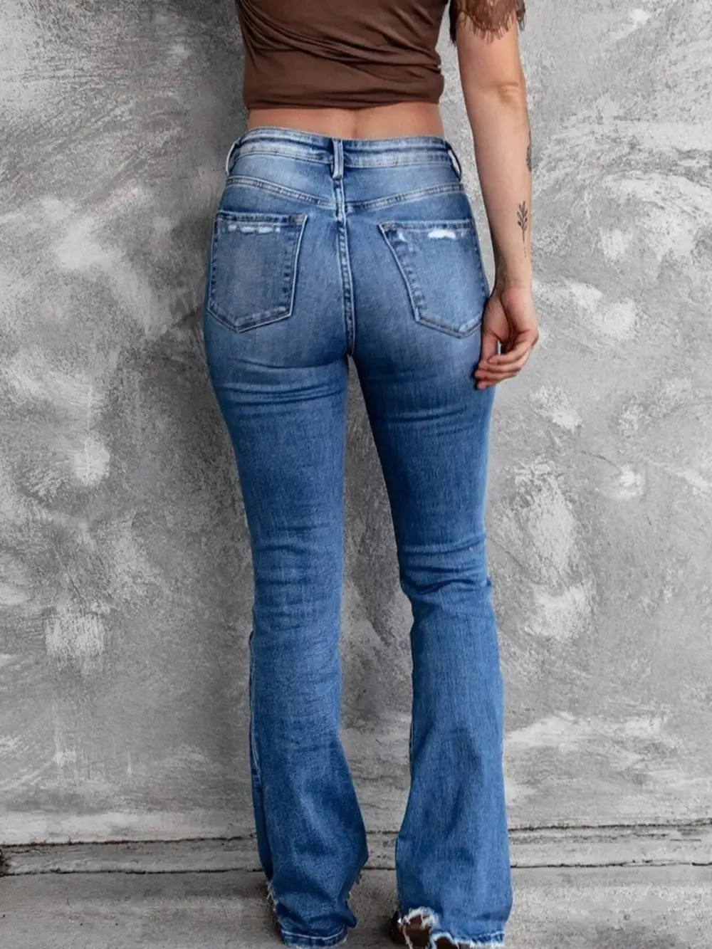 Everyday Flare Leg Distressed Denim Jeans