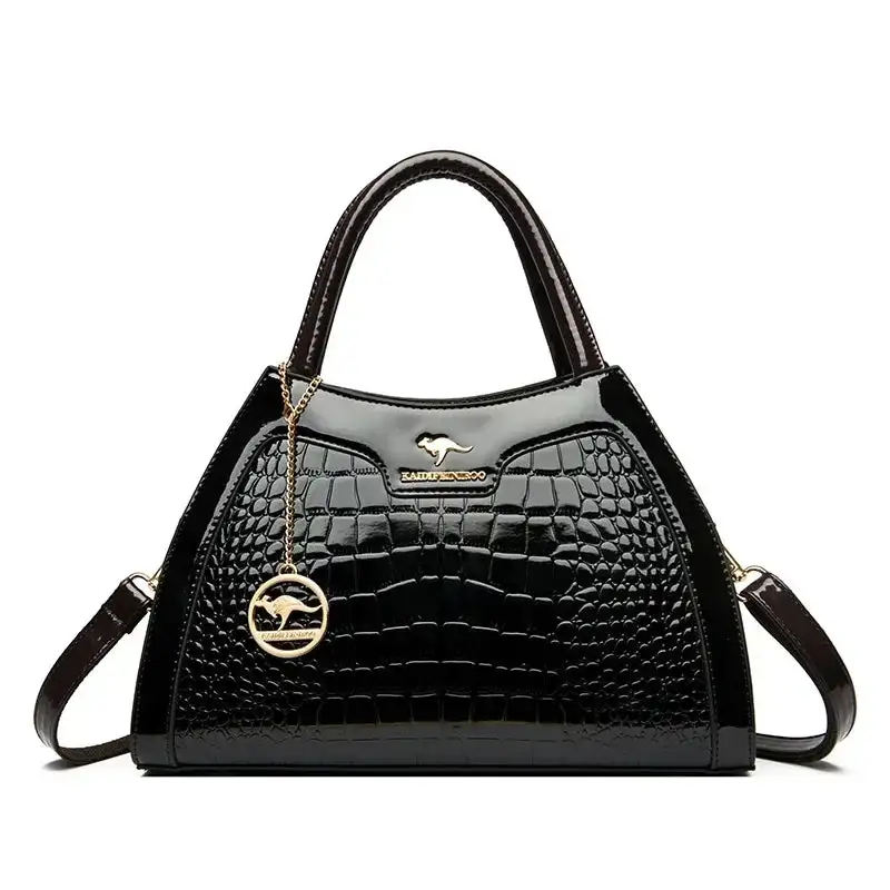 Sophisticated Edge: Crocodile-Pattern Designer Leather Handbag