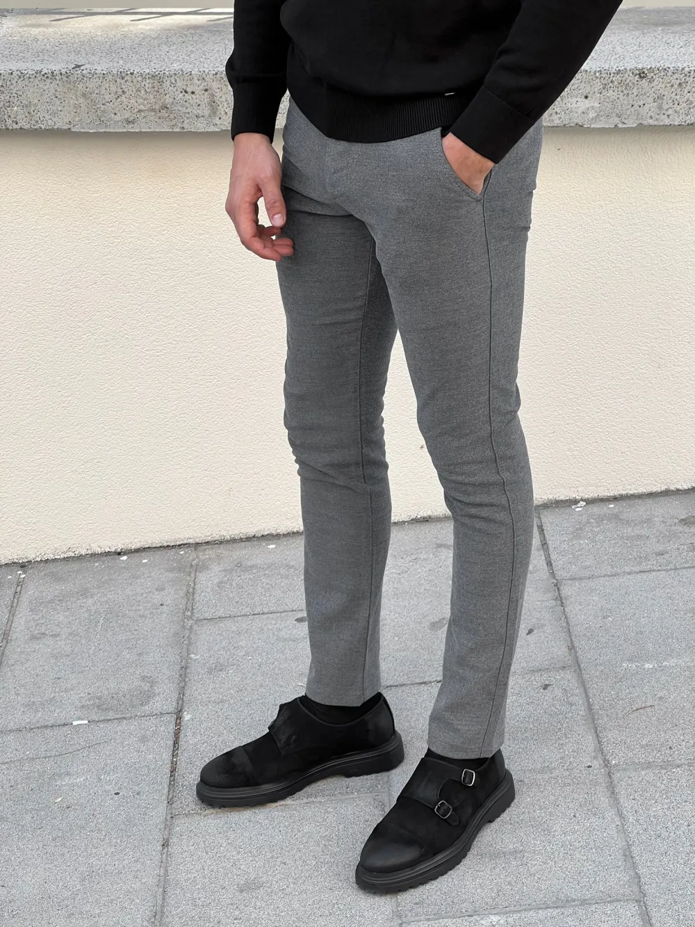 Clean Cut Side Pocket Slim Fit Tailored Trousers