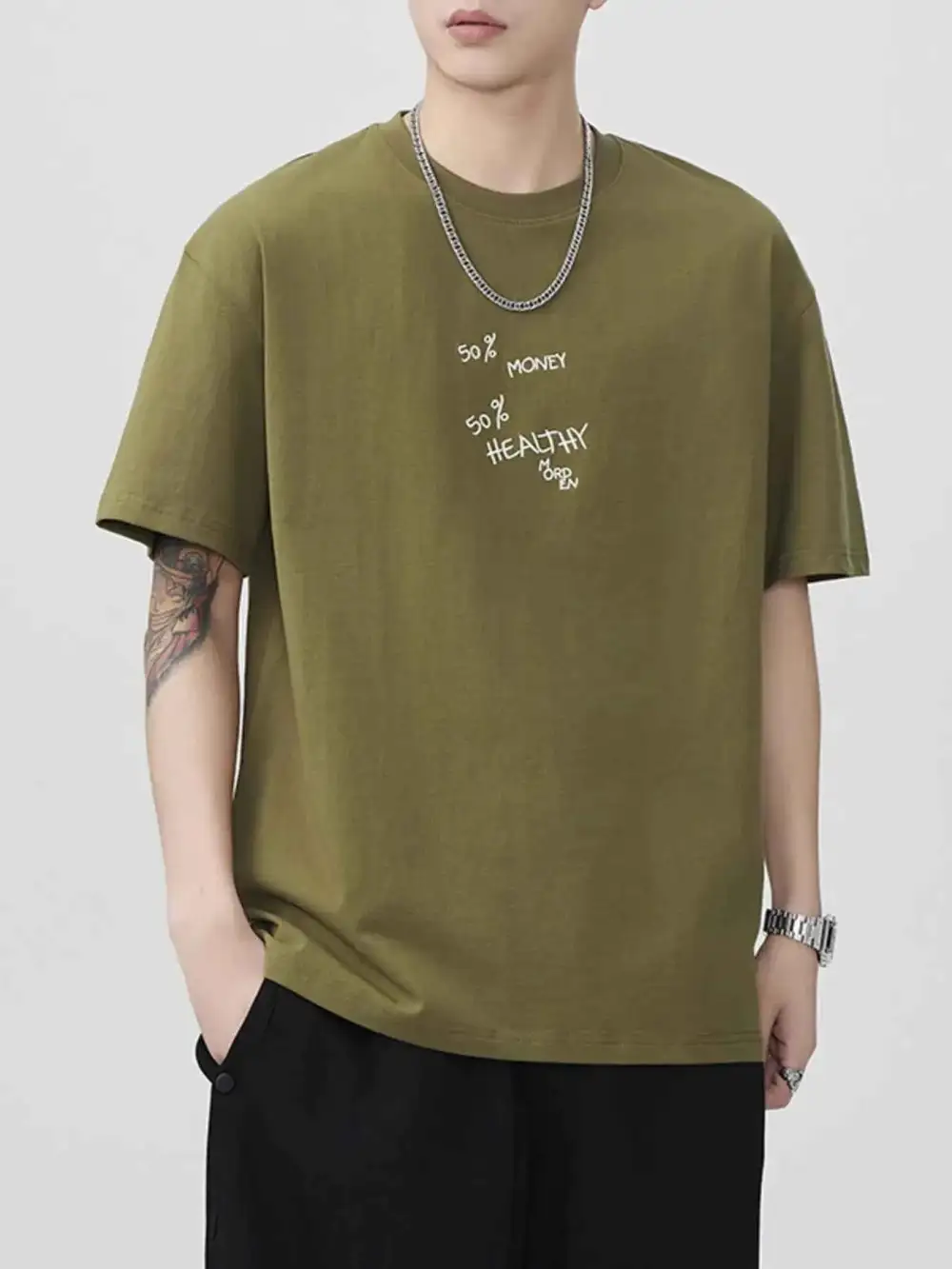 Casual Letter Round Neck Short Sleeve T-Shirt