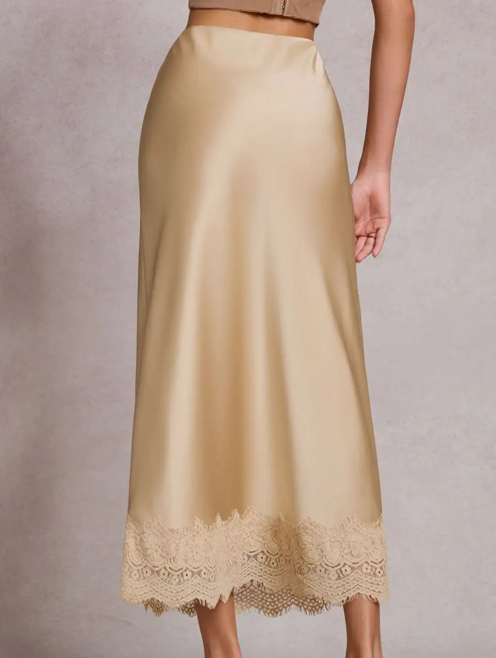 Lace Satin Bodycon Skirt