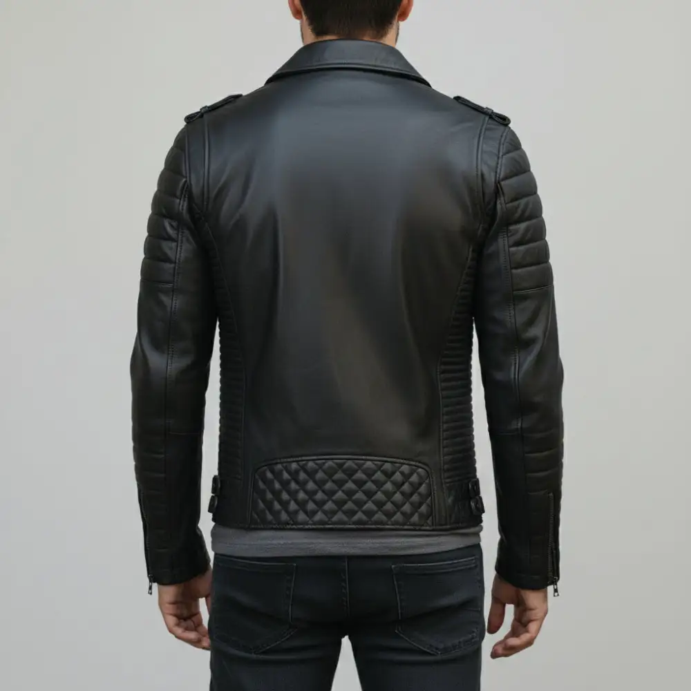Classic Modern Leather Biker Motorcycle Jacket