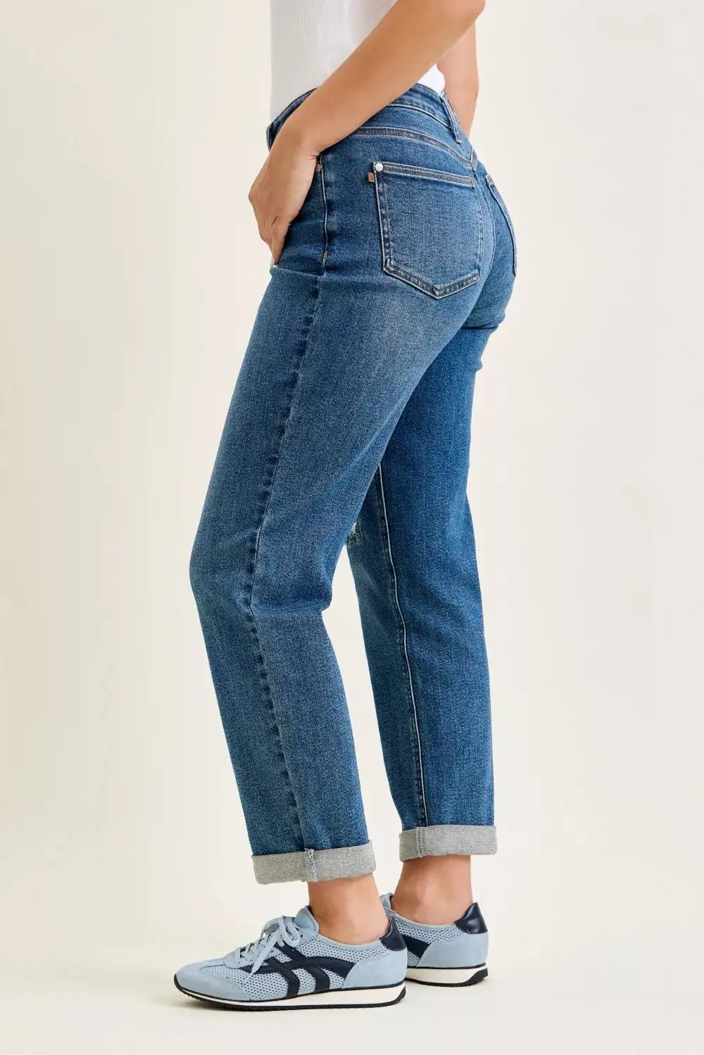 Denim Patchwork Mid Rise Relaxed Fit Jeans